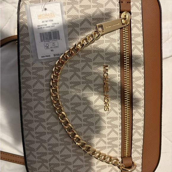 Michael Kors Cream and Brown Crossbody Bag